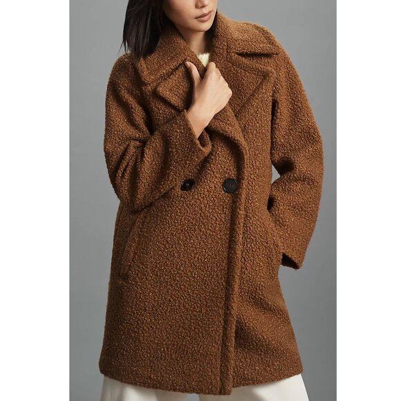 NVLT Flat Bouclé Double-Breasted Overcoat Cognac - Picture 4 of 4